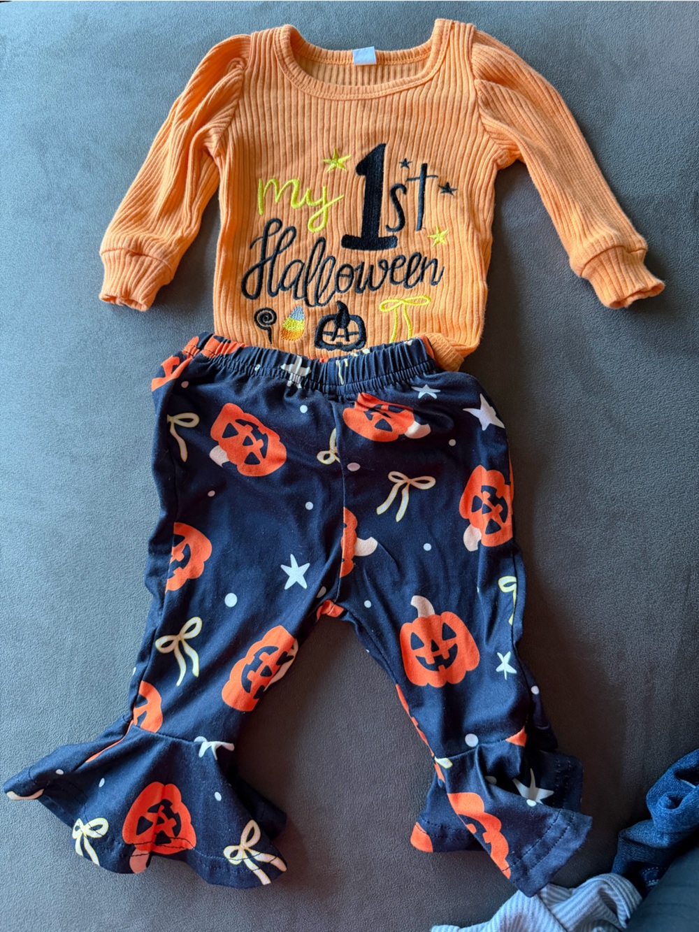 Orange Ribbed 'My 1st Halloween' Baby two piece set